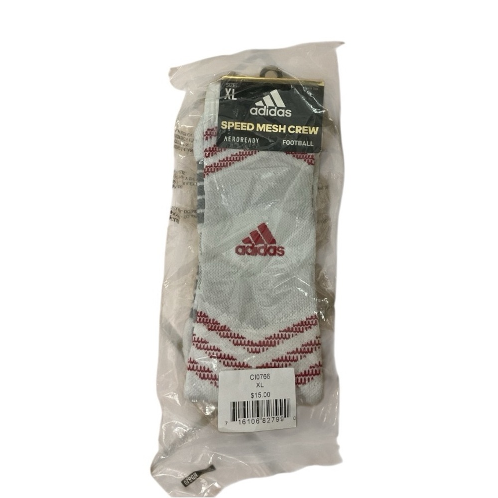 adidas Men's Speed Mesh Crew Socks - White and Red